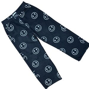 JIUZHOU HORSE Black Jeans with White Smiley Faces Size 36